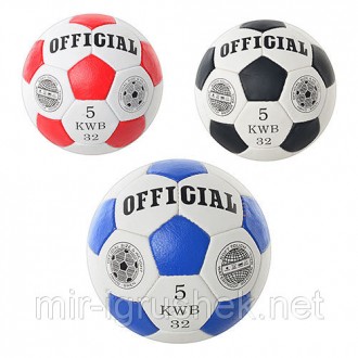 Мяч футбольный OFFICIAL 2500-20 A (50шт) размер 5, ПУ, 4слоя, 32панели, 420г, 3ц. . фото 2