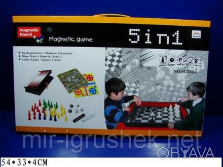 Шахматы магнит. SC5524 (24шт) "5в1 ", в коробке 54*33*4см. . фото 1