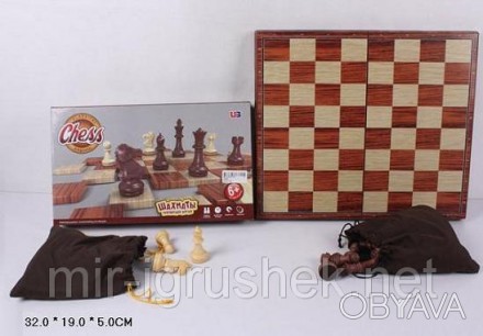 Шахматы деревянные 3520L (18шт/2) в коробке 38*32*6см. . фото 1