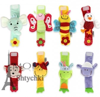 Мягкая игрушка-погремушка на руку, для маленьких деток, цвет: жираф, цыпленок, с. . фото 2