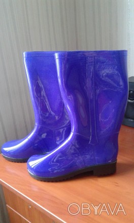 Новые резиновые сапожки, цвет сиренево-фиолетовый неон, по стельке 23,8см.. . фото 1