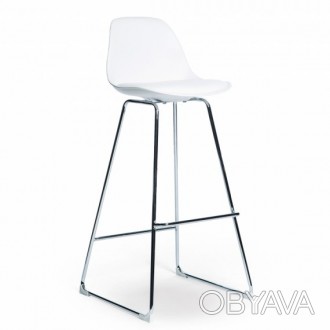 
Высокий барный стул, высокий, хромированное основание с подножкой, металл, плас. . фото 1