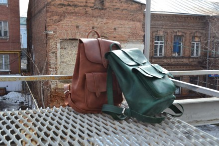 Рюкзак ручної роботи. Колір : зелений, коричневий. 100%  наруральна шкіра,,Crazy. . фото 4
