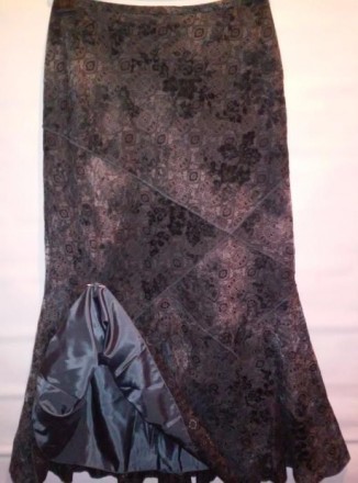 Длинная темно-серая юбка, бархат на натуральной основе, не тяжелая, с подкладкой. . фото 3
