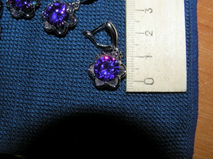Фиолетовый аметист перстень кулон серьги стерлинговое серебро производство Индия. . фото 5