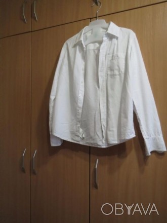 Рубашка для мальчика Цвет белый Размер 150 см XL Фирма Benetton Хлопок-100%. . фото 1
