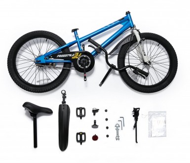 Велосипед для девочек и мальчиков RoyalBaby Freestyle 20", синий - детский велос. . фото 3