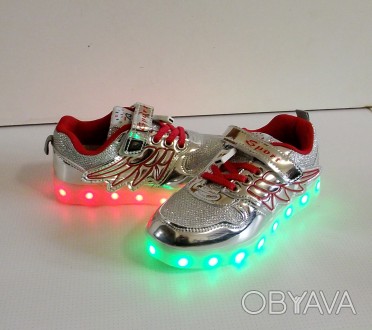 Стильные кроссовки с LED подсветкой ! Материал верха: качественный кож.зам, текс. . фото 1
