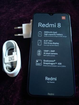 Новый синий смартфон Xiaomi Redmi 8 с 4/64 GB памяти, 5000 mah аккумулятором, пр. . фото 5