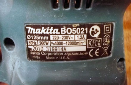 Продам оригинальные б/у запчасти на шлифовальную машинку Makita BO 5021 (BO5021). . фото 4