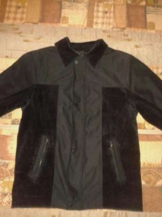 Демисезонные мужская куртка на подстежке черного цвета , комбинированая: крупный. . фото 2