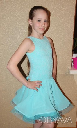 Бальное платье для девочки 9-10 лет. Нежно-голубого цвета.. . фото 1