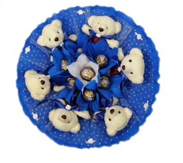 Букет из мягких игрушек "Мишки с конфетами Ферреро Роше" станет необычным подарк. . фото 4