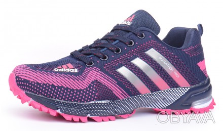 Женские дышащие кроссовки сезона весна-лето-осень Adidas Marathon Tr 21 в сине-р. . фото 1