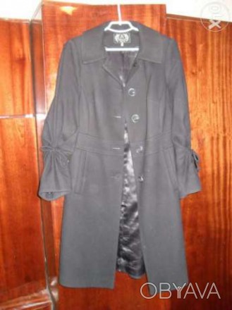 Демисезонное черное пальто, б/у в хорошем состоянии. Размер S. Рукав 3/4.. . фото 1