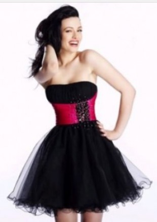 Платье нарядное черное с розовым декором. Новое. Невероятно красивое!!! Размер S. . фото 2