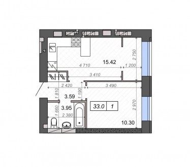 Полноценная 1-но комнатная квартира общей площадью 33 м.кв. (кухня-студио и отде. Ирпень. фото 3