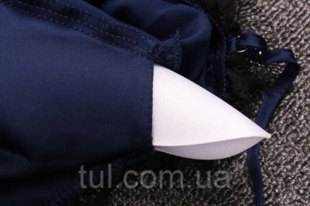 Сексуальный, шелковый халат+пеньюар в синем цвете. Халат на запах из тонкого атл. . фото 7