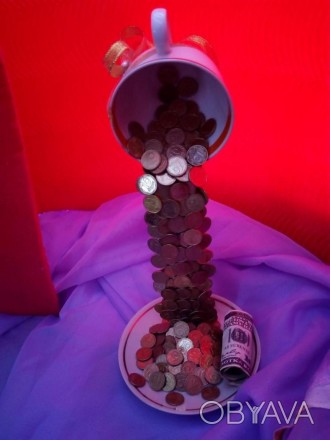 парящая чашка деньги в дом ручная работа монеты Украины. . фото 1