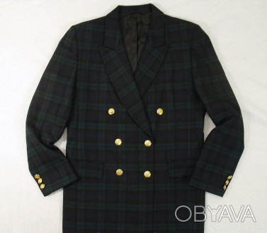 Эксклюзивный стильный женский двубортный пиджак BROOKS BROTHERS. Шотландская чер. . фото 1