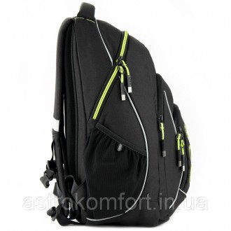 Рюкзак Kite K20-814L-1 выполнен из прочного полиэстера в черном цвете с яркими ж. . фото 4