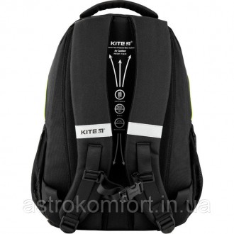 Рюкзак Kite K20-814L-1 выполнен из прочного полиэстера в черном цвете с яркими ж. . фото 6