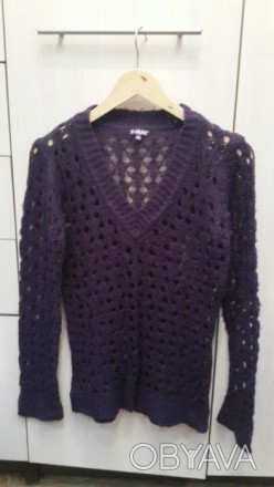 Оригинальный ажурный фиолетовый свитерок. Из теплой нити. В идеальном состоянии.. . фото 1