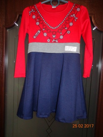 Платье для девочки из французского трикотажа.Красивая комбинация цвета, декор-ше. . фото 5