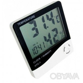 Качественный цифровой гигрометр, термометр, часы-будильник для измерения уровня . . фото 1
