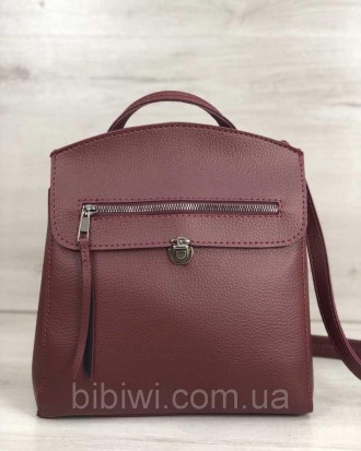  Стильный женский молодежный сумка рюкзак Дэнис бордового цвета изготовлен из ис. . фото 2
