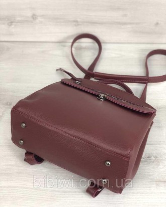  Стильный женский молодежный сумка рюкзак Дэнис бордового цвета изготовлен из ис. . фото 4