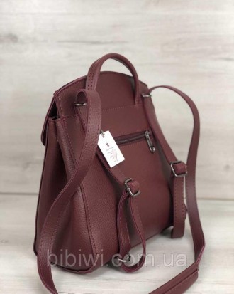  Стильный женский молодежный сумка рюкзак Дэнис бордового цвета изготовлен из ис. . фото 3