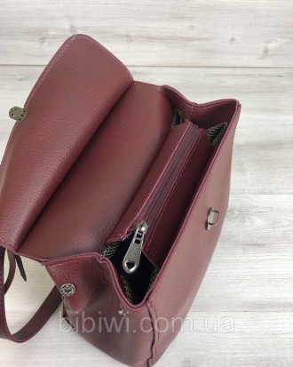  Стильный женский молодежный сумка рюкзак Дэнис бордового цвета изготовлен из ис. . фото 5