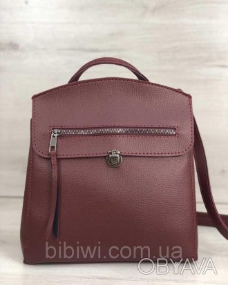  Стильный женский молодежный сумка рюкзак Дэнис бордового цвета изготовлен из ис. . фото 1