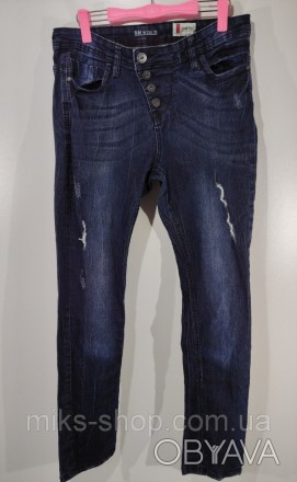 Женские эластичные, зауженные джинсы на пуговицах. Размер 46. Ткань 98% коттон, . . фото 1