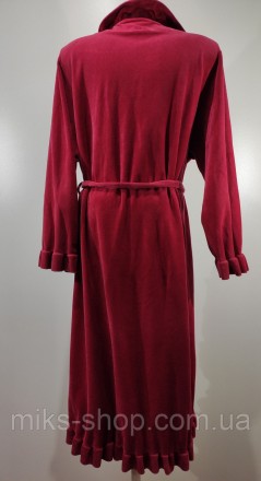 Женский красный халат. Размер XL. Ткань 75% коттон, 25% полиэстер. Есть карманы . . фото 9