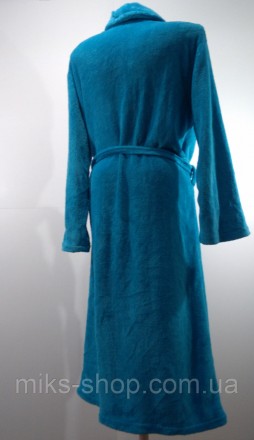 Женский голубой мягкий халат. Размер S-M. Ткань 100% полиэстер. Замеры в см:
Дли. . фото 4