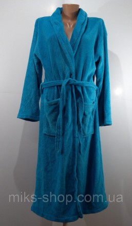 Женский голубой мягкий халат. Размер S-M. Ткань 100% полиэстер. Замеры в см:
Дли. . фото 5