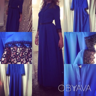 Продаётся великолепное платье, шикарный синий цвет и красивые кружева придают пл. . фото 1