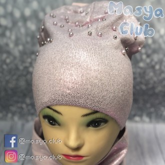 Masya Club / Мася клуб - модные шапки для лучших детей.
Весенняя шапка с бусина. . фото 4