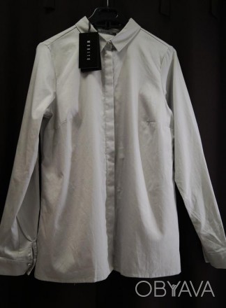 Очень стильная блуза серого цвета с металлическим отливом . Сзади есть размер , . . фото 1