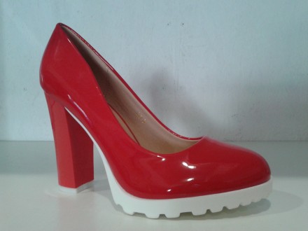 Женские модельные туфли красного цвета на высоком каблуке 10см +платформа 1.5см.. . фото 4
