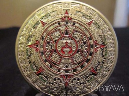 Монета Золото Ацтеков, покрытие - золото 999 пробы. Монета признана самой красив. . фото 1