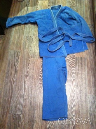 Продам кимоно для занятий дзюдо и/или джиу джицу. Синий цвет , плетеное, очень к. . фото 1
