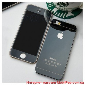 Защитное стекло для iPhone 5/5S цветное 2в1 надежная защита и украшение для экра. . фото 3