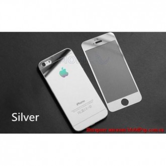 Защитное стекло для iPhone 5/5S цветное 2в1 надежная защита и украшение для экра. . фото 4
