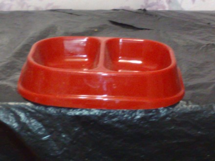 Двойная миска для корма и воды из полированного пластика для собак небольших пор. . фото 3