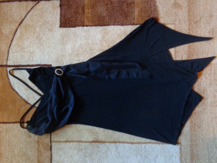 Продам черное вечернее платье. Низ -ассиметрия, спереди - шифоновый шарфик, спин. . фото 2