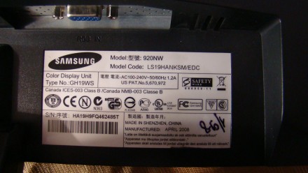 Монітор   Samsung  920NW  19"  повністю робочий. . фото 4