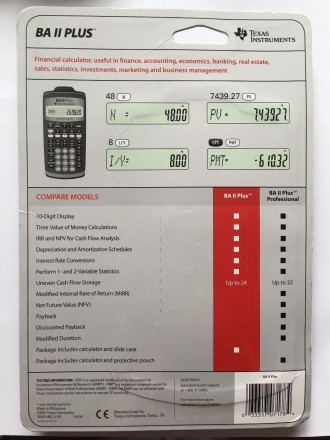 Финансовый калькулятор от Texas Instruments. Допускается на экзамене уровня CFA,. . фото 6
